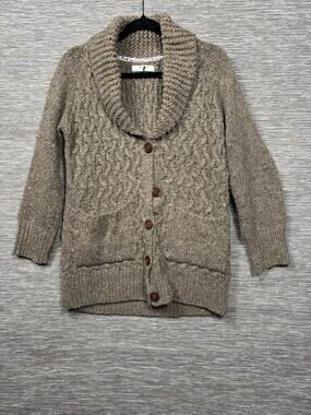 Isabella Sinclair Sweater Cardigan Womens M Brown Alpaca Shawl Collar Knit